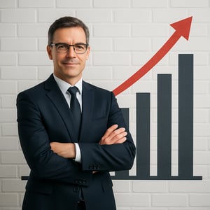 A business leader standing in front of a growth chart-1