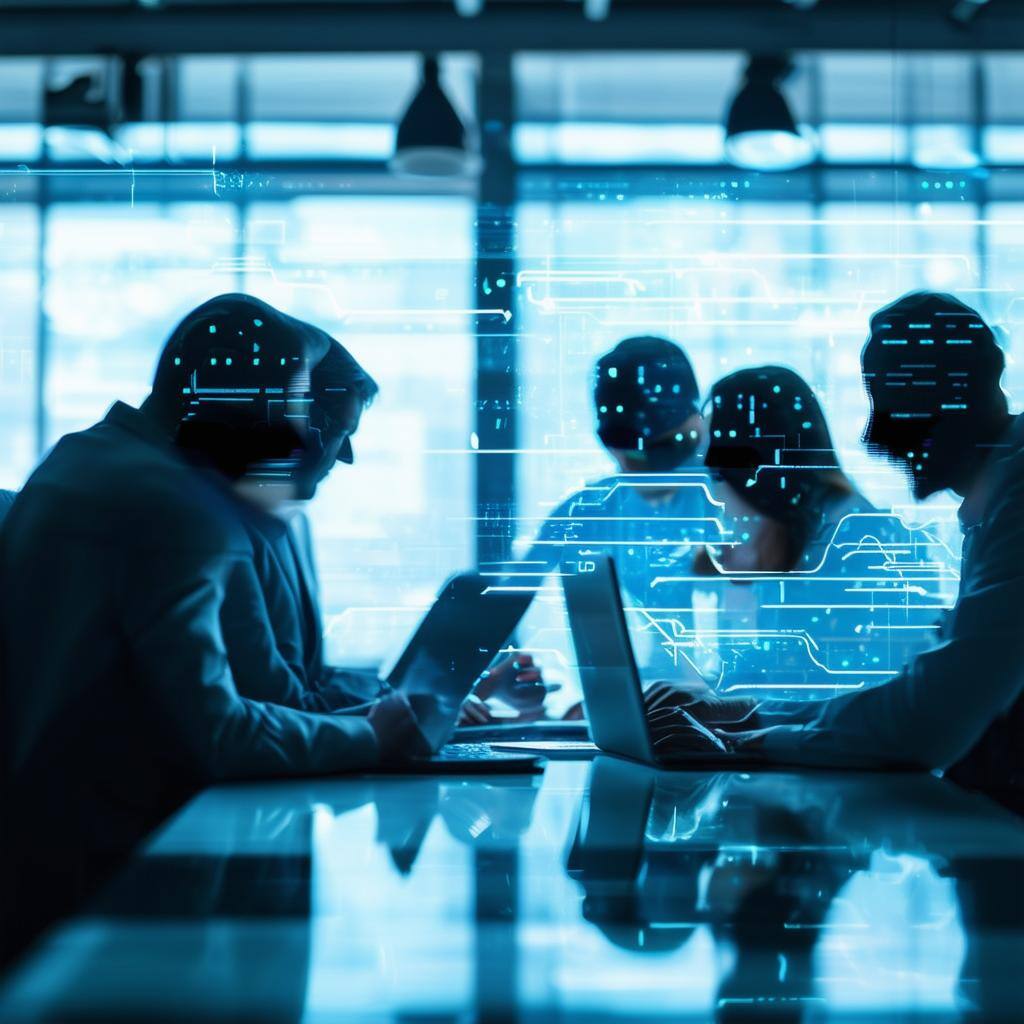 a team of information technology professionals working together on a strategy against cyber attacks with no faces or heads-1 a team of information technology professionals working together on a strategy against cyber attacks with no faces or heads-1